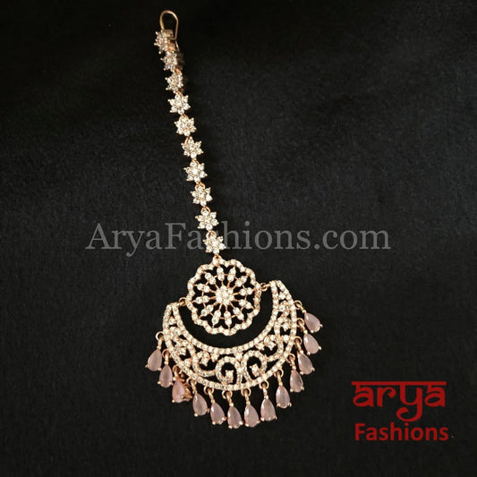 Designer Indian Mang Tika in Rose Gold and Silver finish