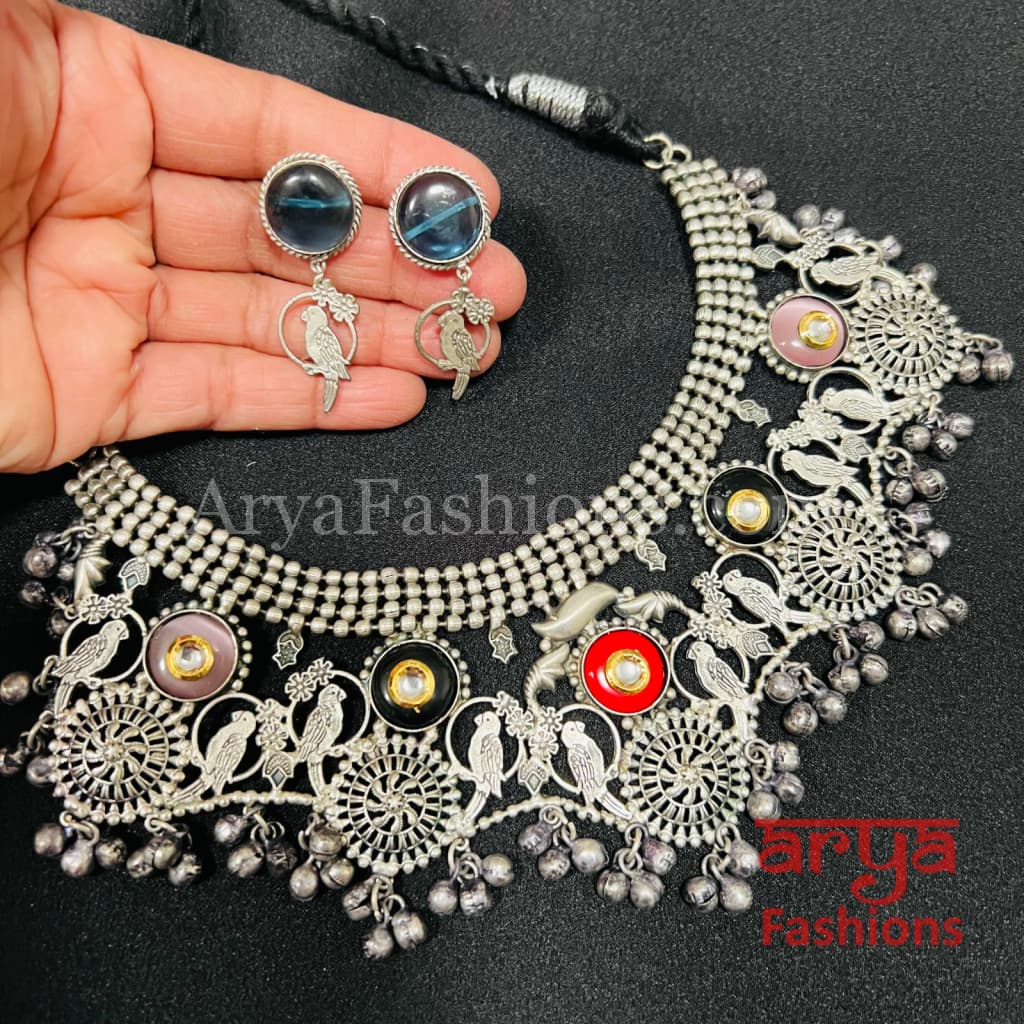 Designer Multicolor Rajwadi Tribal Bib Necklace