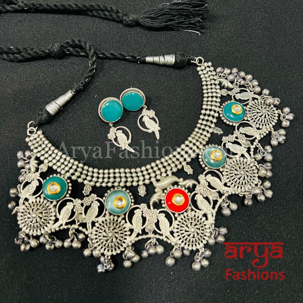 Designer Multicolor Rajwadi Tribal Bib Necklace