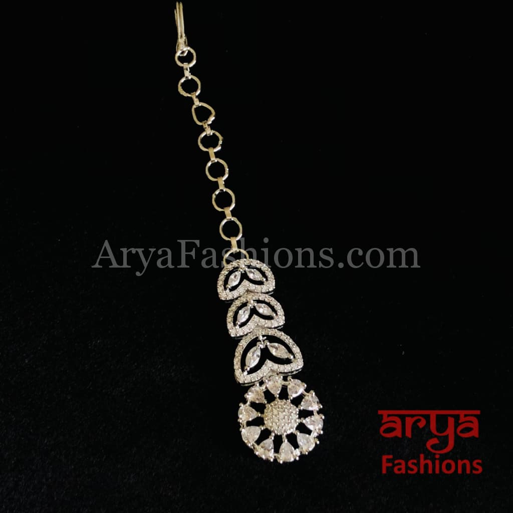 Designer Silver CZ Mang Tika