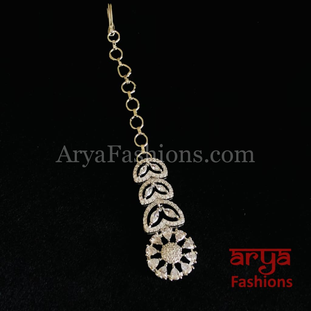 Designer Silver CZ Mang Tika