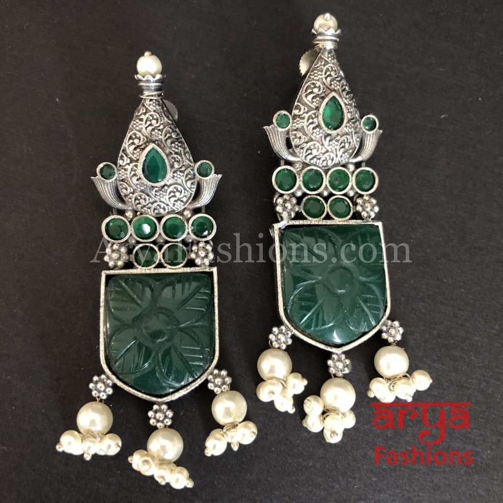 Disha Handcarved Stone Earrings/Gold plated Earrings with stones