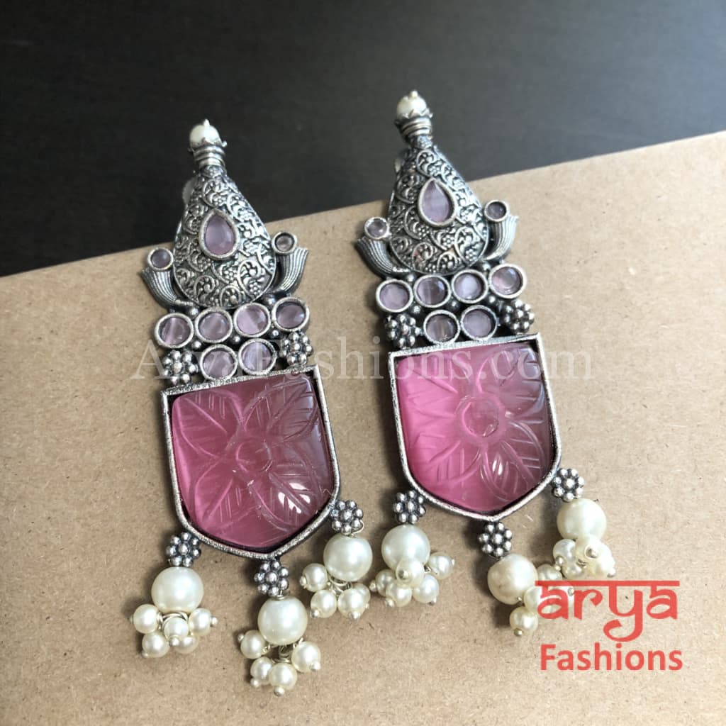 Disha Handcarved Stone Earrings/Gold plated Earrings with stones