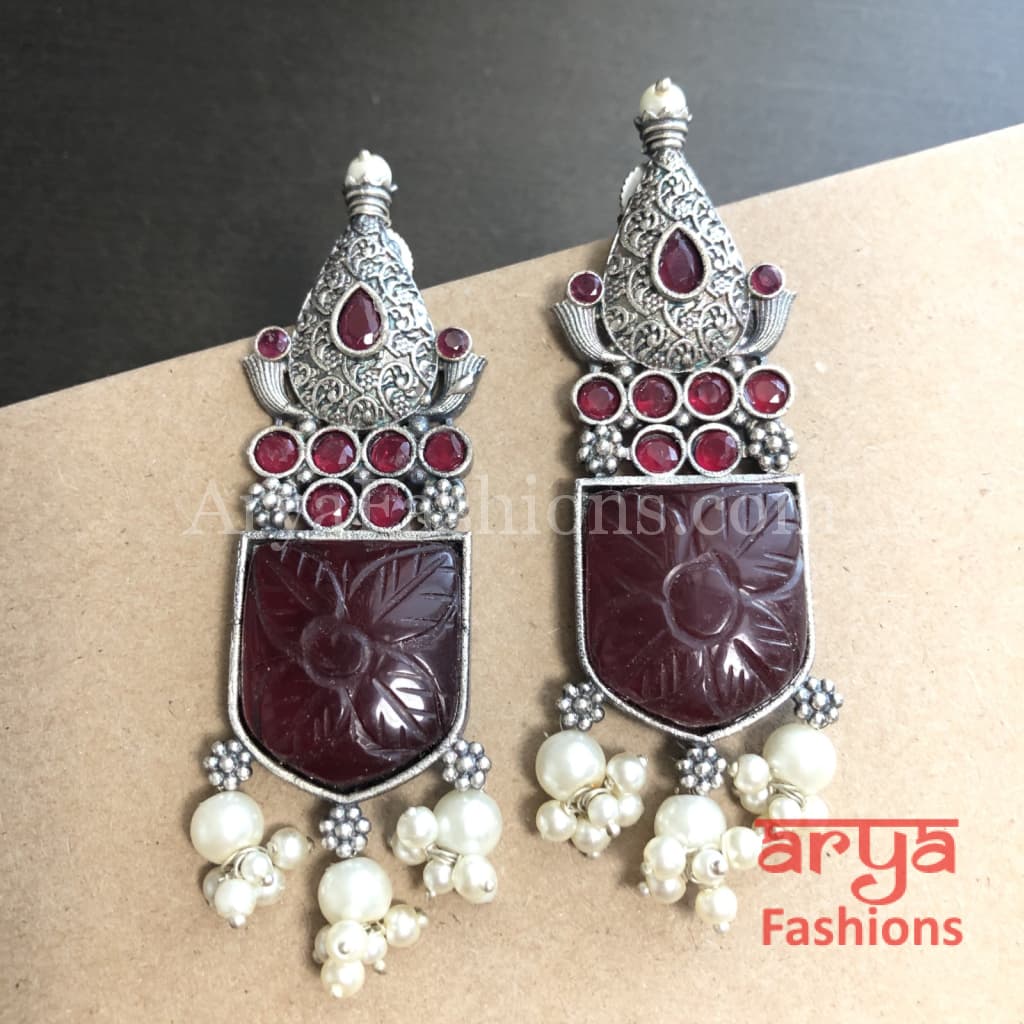 Disha Handcarved Stone Earrings/Gold plated Earrings with stones