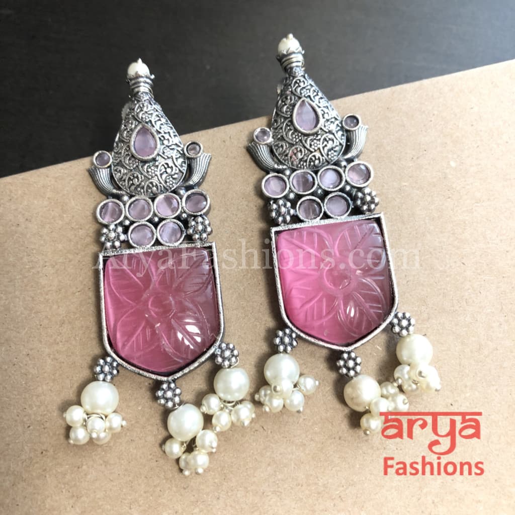 Disha Handcarved Stone Earrings/Gold plated Earrings with stones