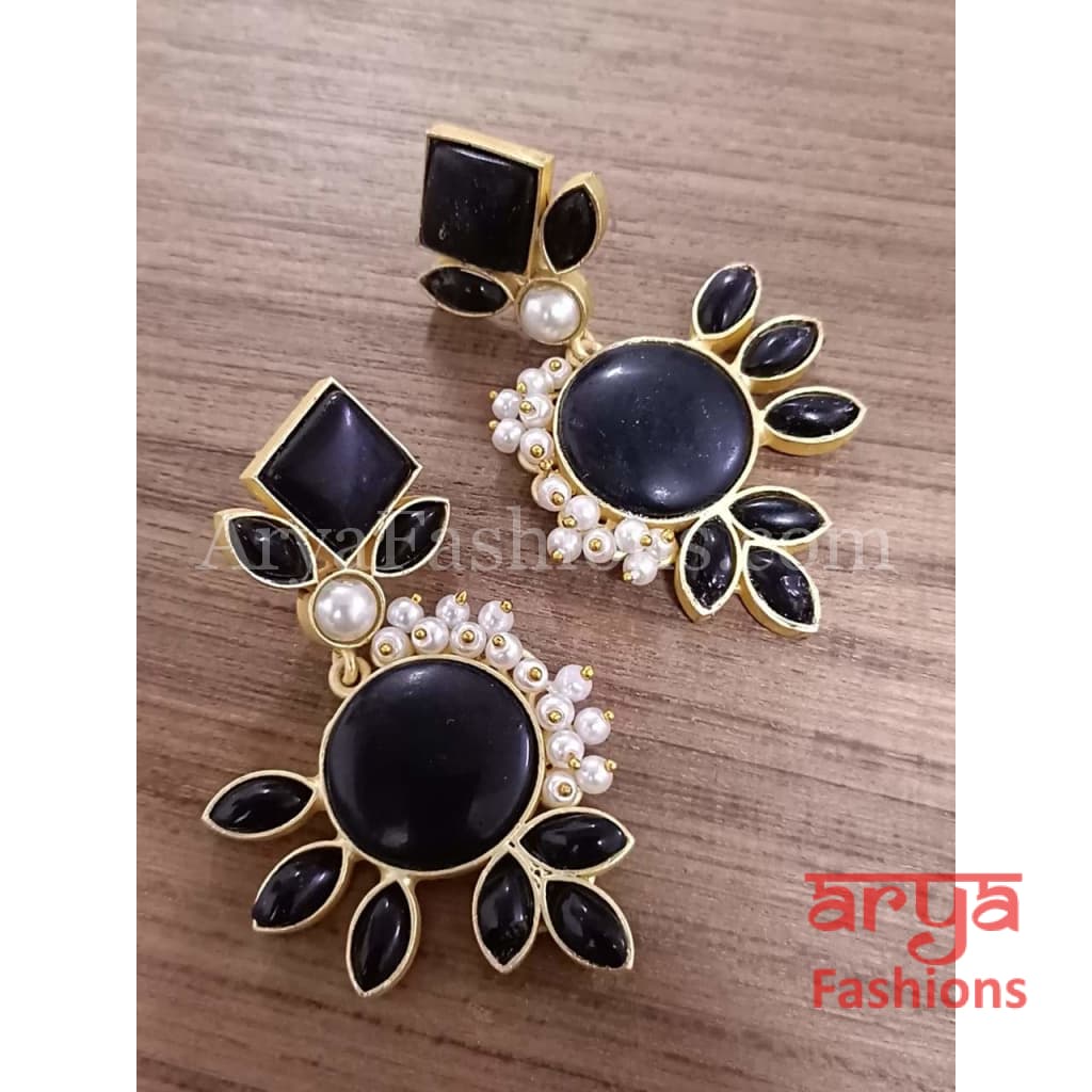 Diya Druzy Stone Earrings/Gold plated Earrings with stones