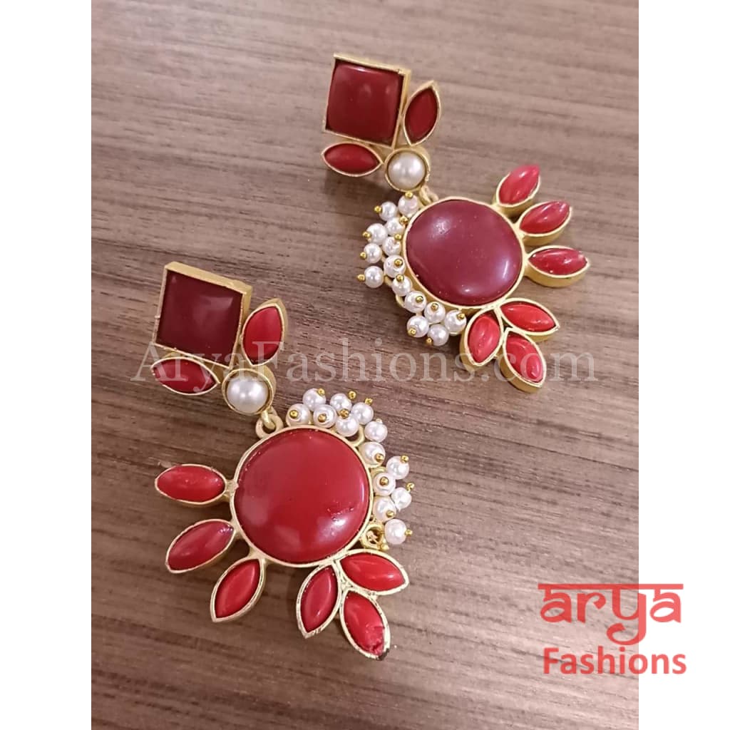 Diya Druzy Stone Earrings/Gold plated Earrings with stones