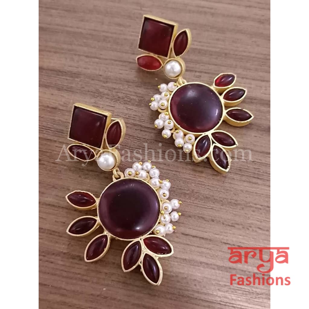 Diya Druzy Stone Earrings/Gold plated Earrings with stones