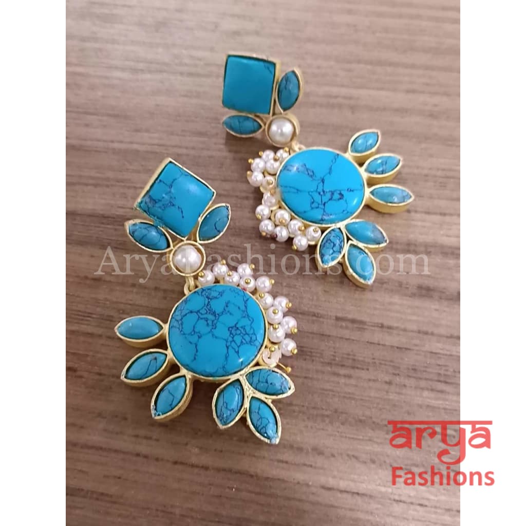 Diya Druzy Stone Earrings/Gold plated Earrings with stones
