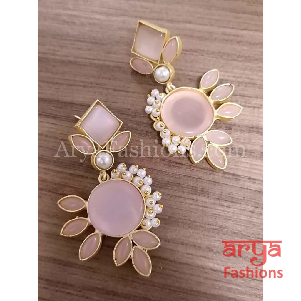 Diya Druzy Stone Earrings/Gold plated Earrings with stones