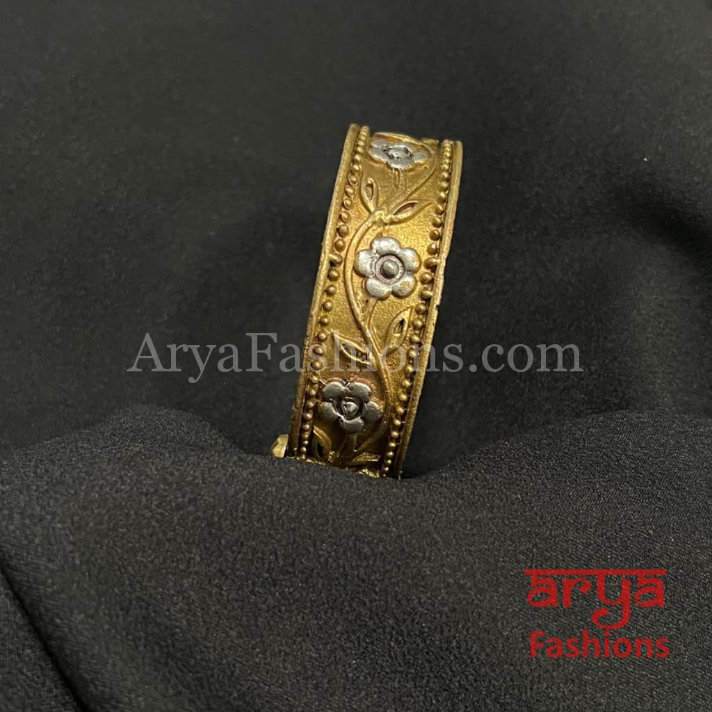 Dual Tone Golden Silver Rajwadi Openable Bracelet