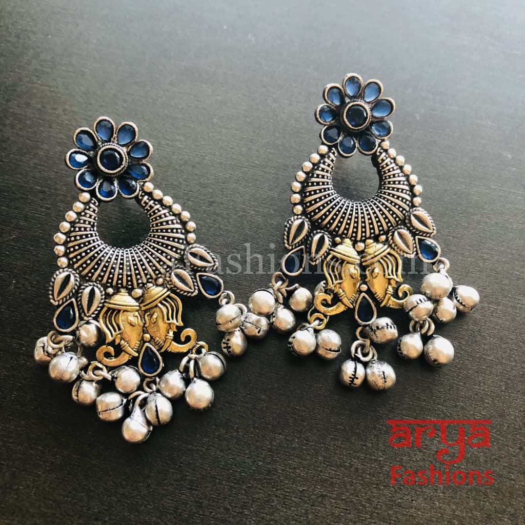 Dual Tone Silver Oxidized Indian Trendy/Oxidized Earrings