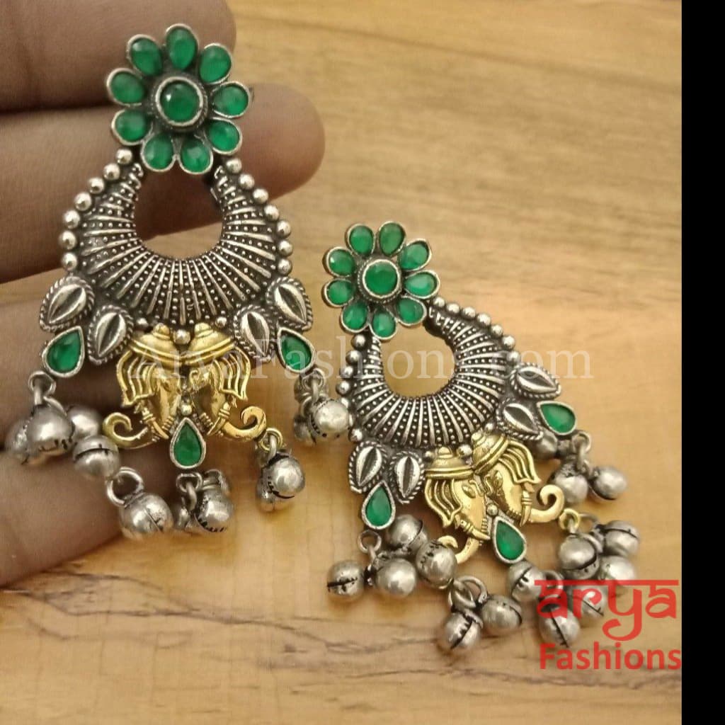 Dual Tone Silver Oxidized Indian Trendy/Oxidized Earrings