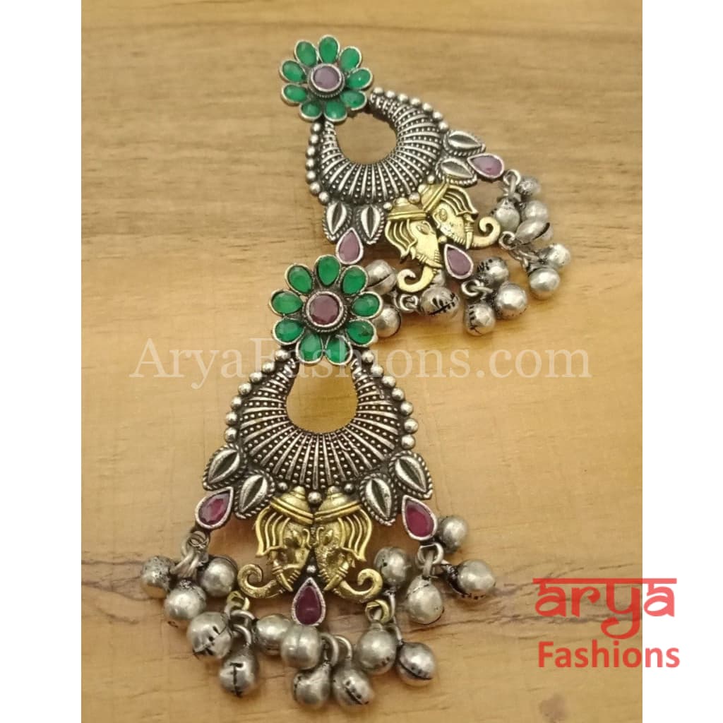 Dual Tone Silver Oxidized Indian Trendy/Oxidized Earrings
