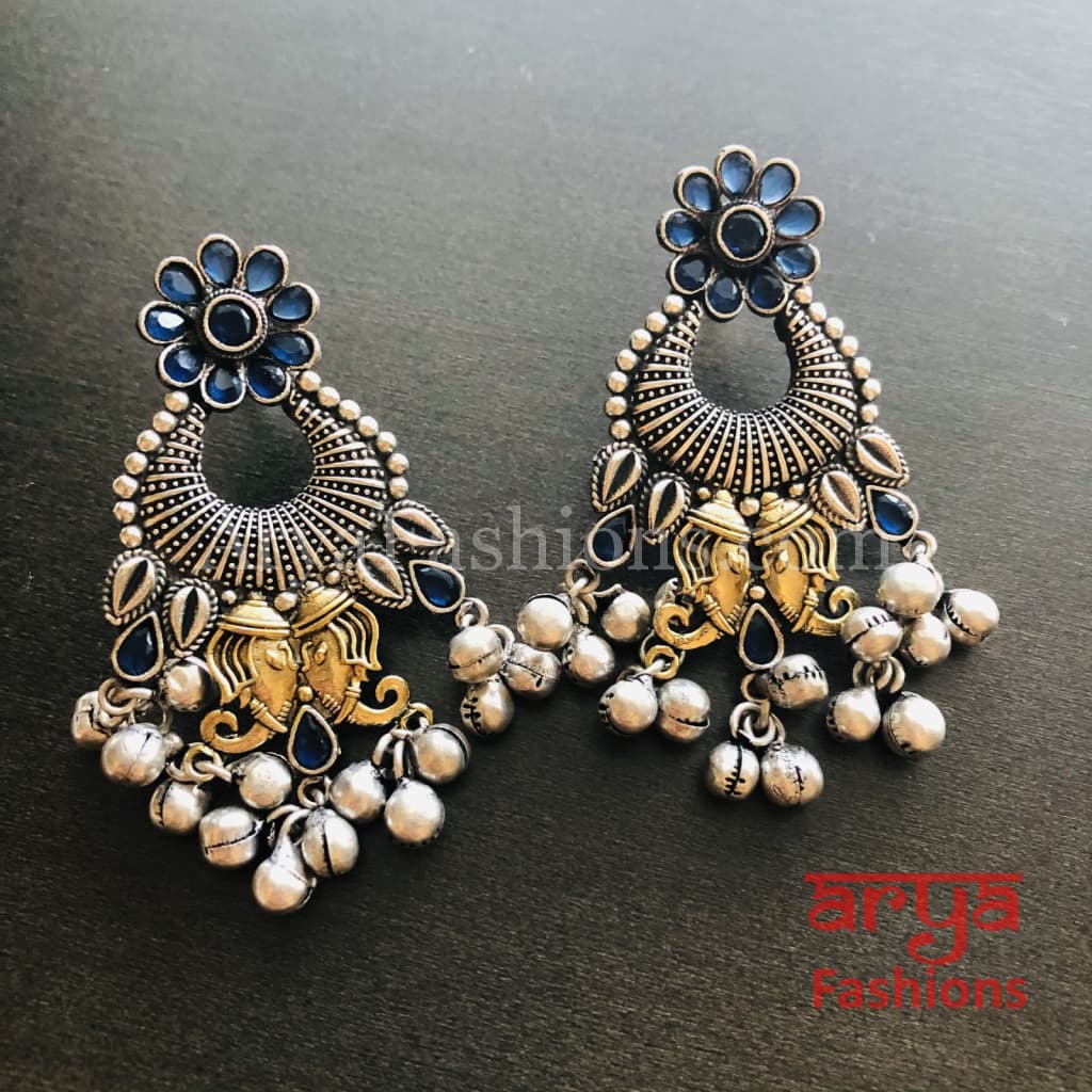 Dual Tone Silver Oxidized Indian Trendy/Oxidized Earrings