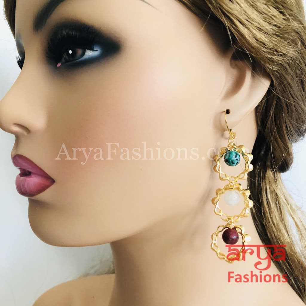Elegant Party Earrings with Colorful Beads