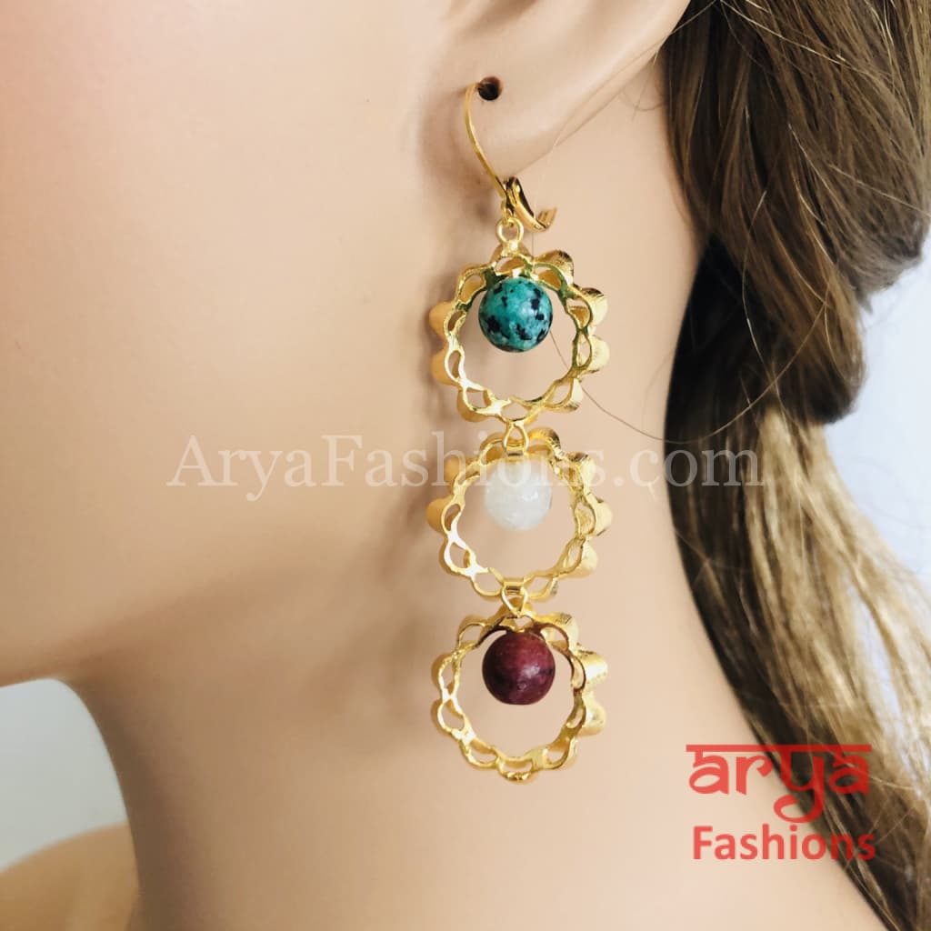 Elegant Party Earrings with Colorful Beads