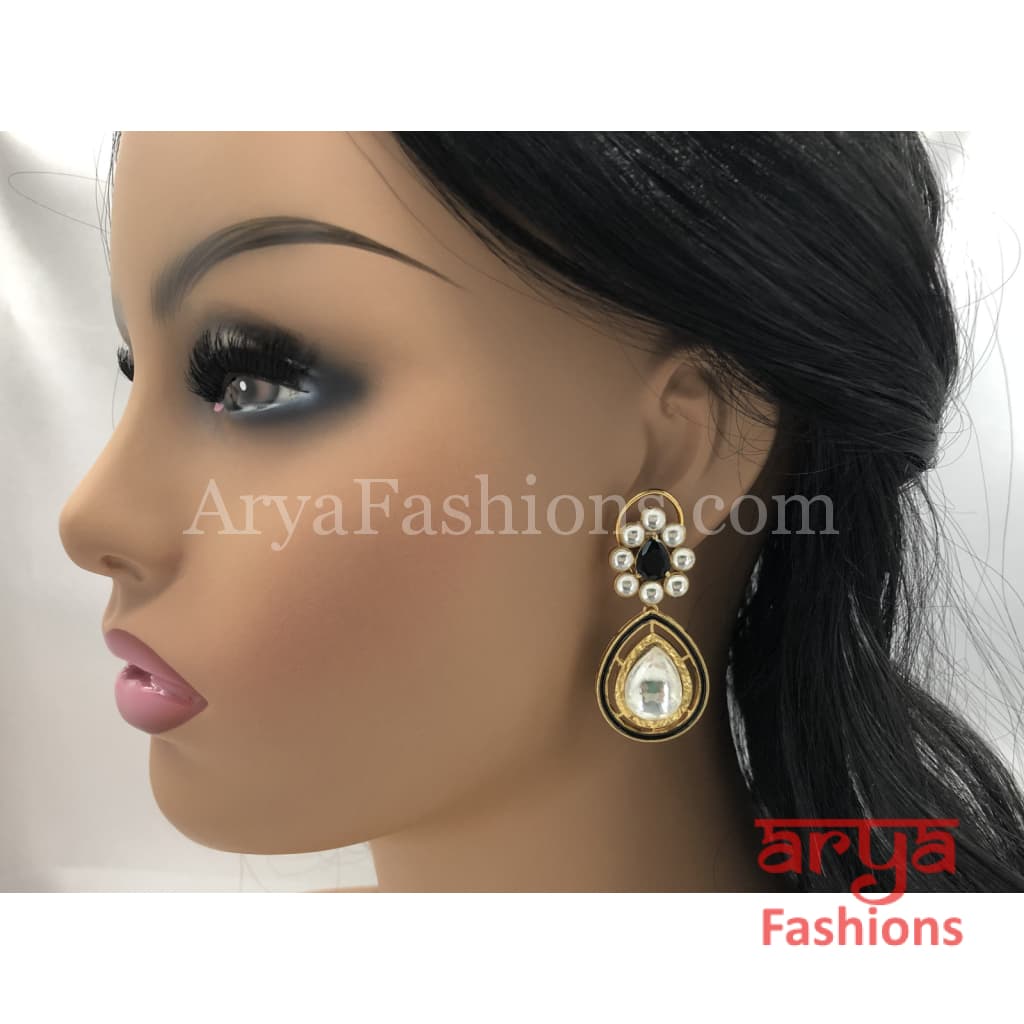 Elegant Two Tone Kundan Party Earrings