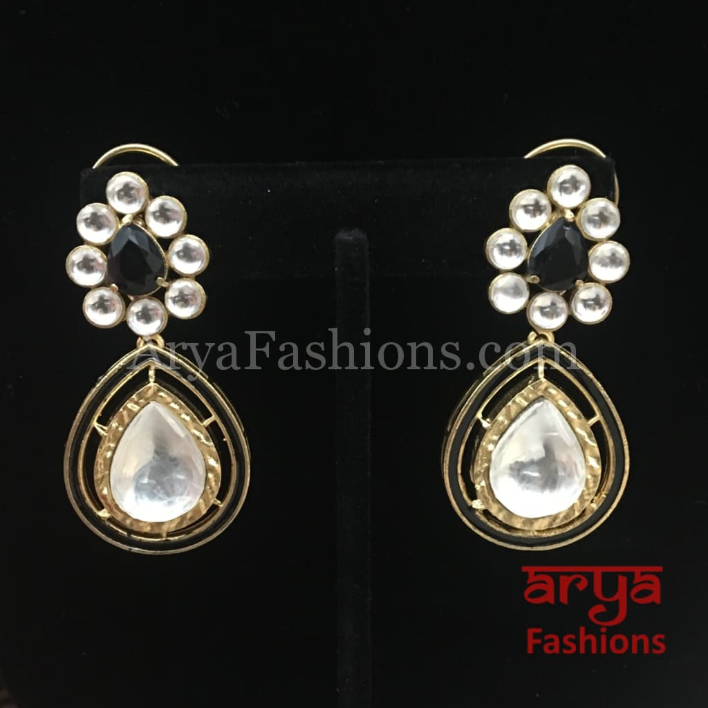 Elegant Two Tone Kundan Party Earrings