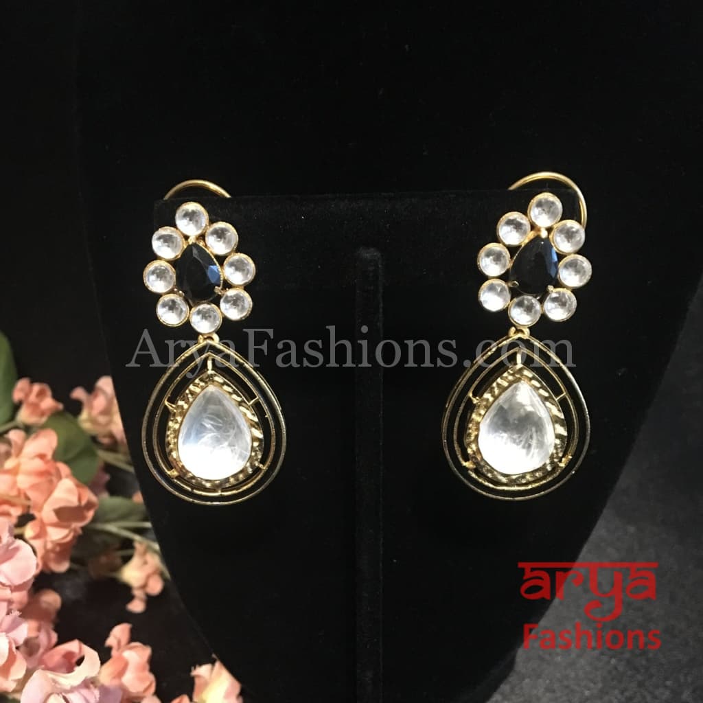 Elegant Two Tone Kundan Party Earrings