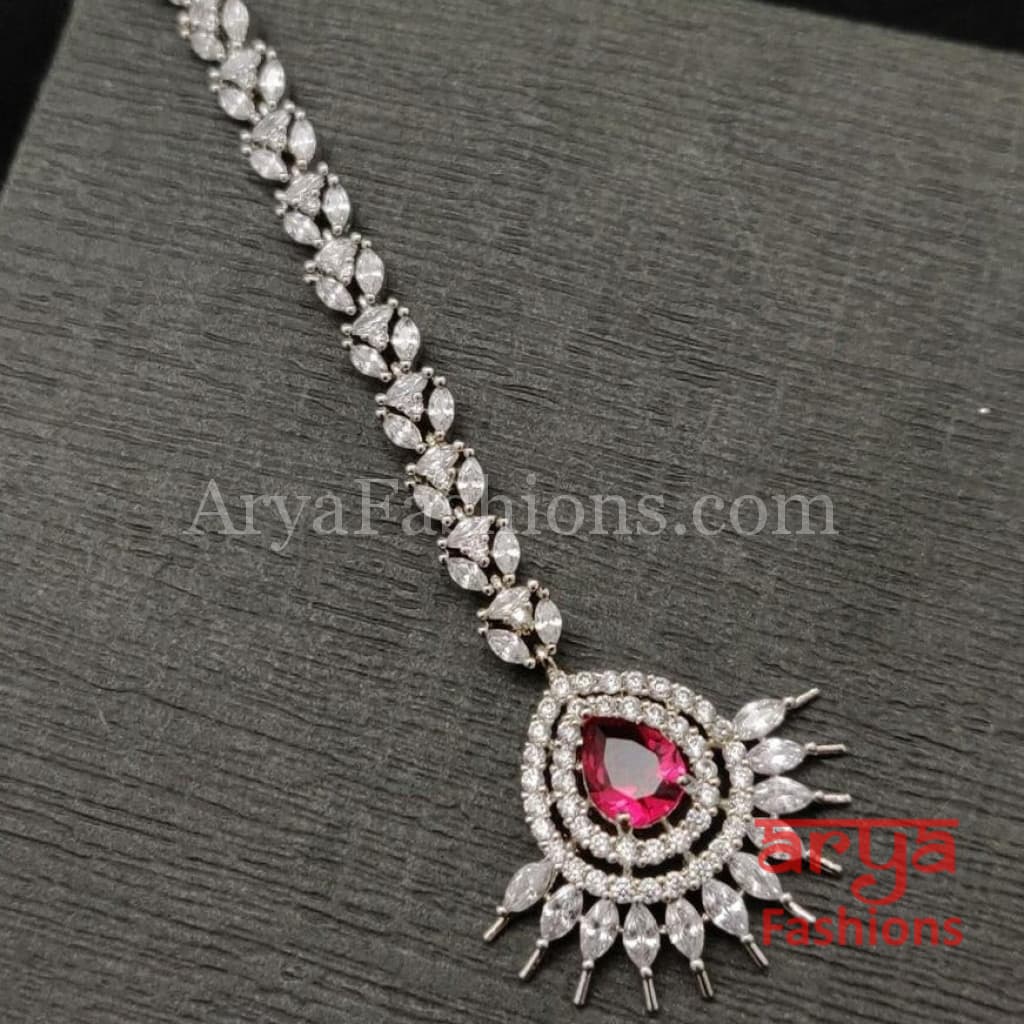 Emerald Rose Gold Mang Tika/ Silver Ruby Tika