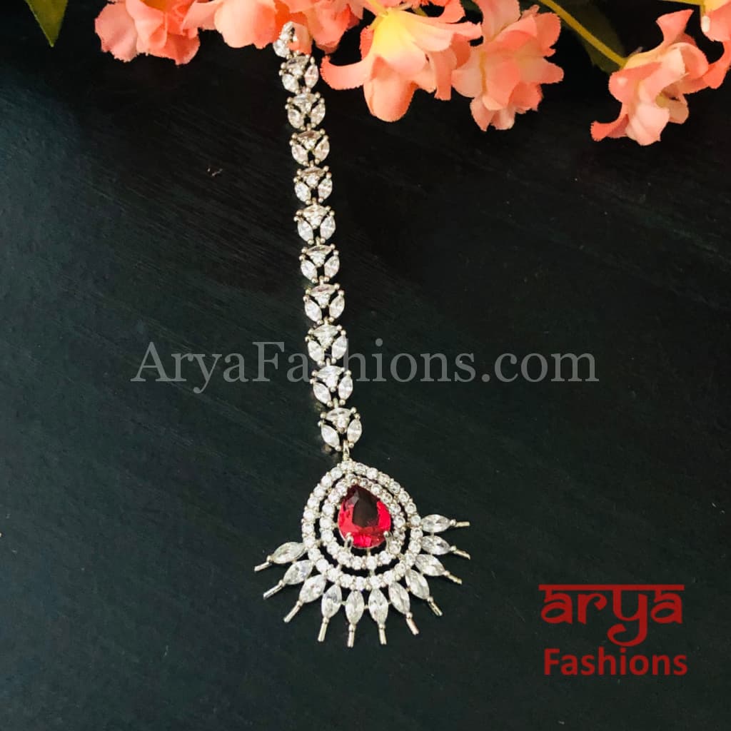 Emerald Rose Gold Mang Tika/ Silver Ruby Tika