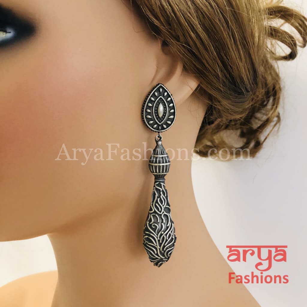 Ethnic Silver Oxidized Indian Trendy Earrings