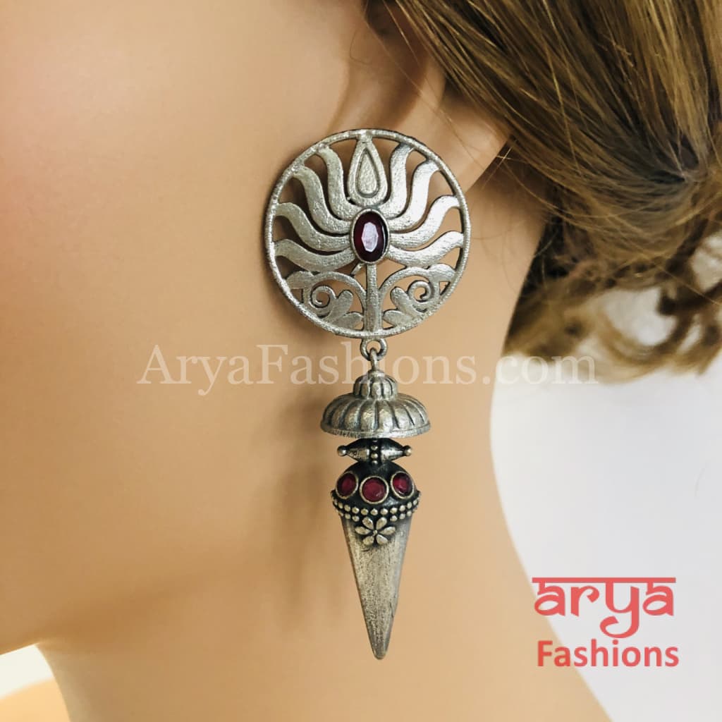 Ethnic Silver Oxidized Indian Trendy Earrings