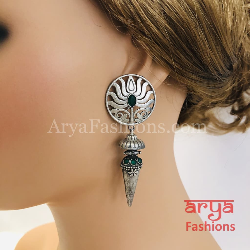 Ethnic Silver Oxidized Indian Trendy Earrings