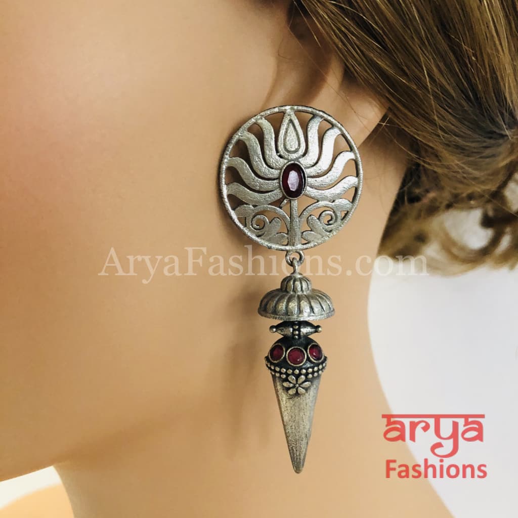 Ethnic Silver Oxidized Indian Trendy Earrings