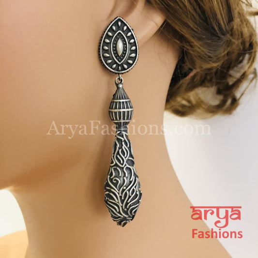 Ethnic Silver Oxidized Indian Trendy Earrings