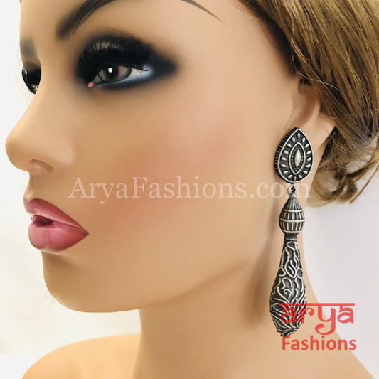 Ethnic Silver Oxidized Indian Trendy Earrings