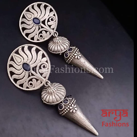 Ethnic Silver Oxidized Indian Trendy Earrings