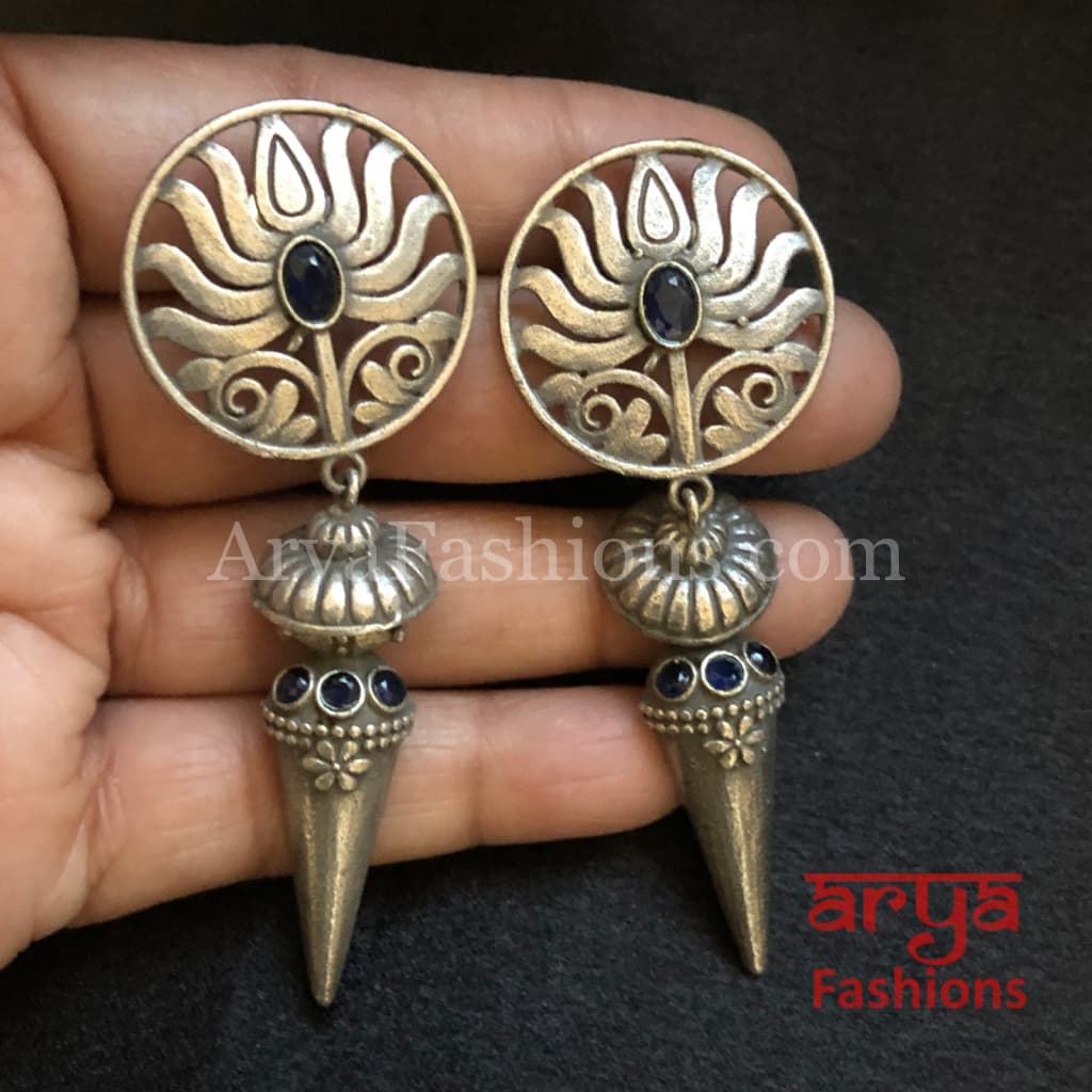 Ethnic Silver Oxidized Indian Trendy Earrings
