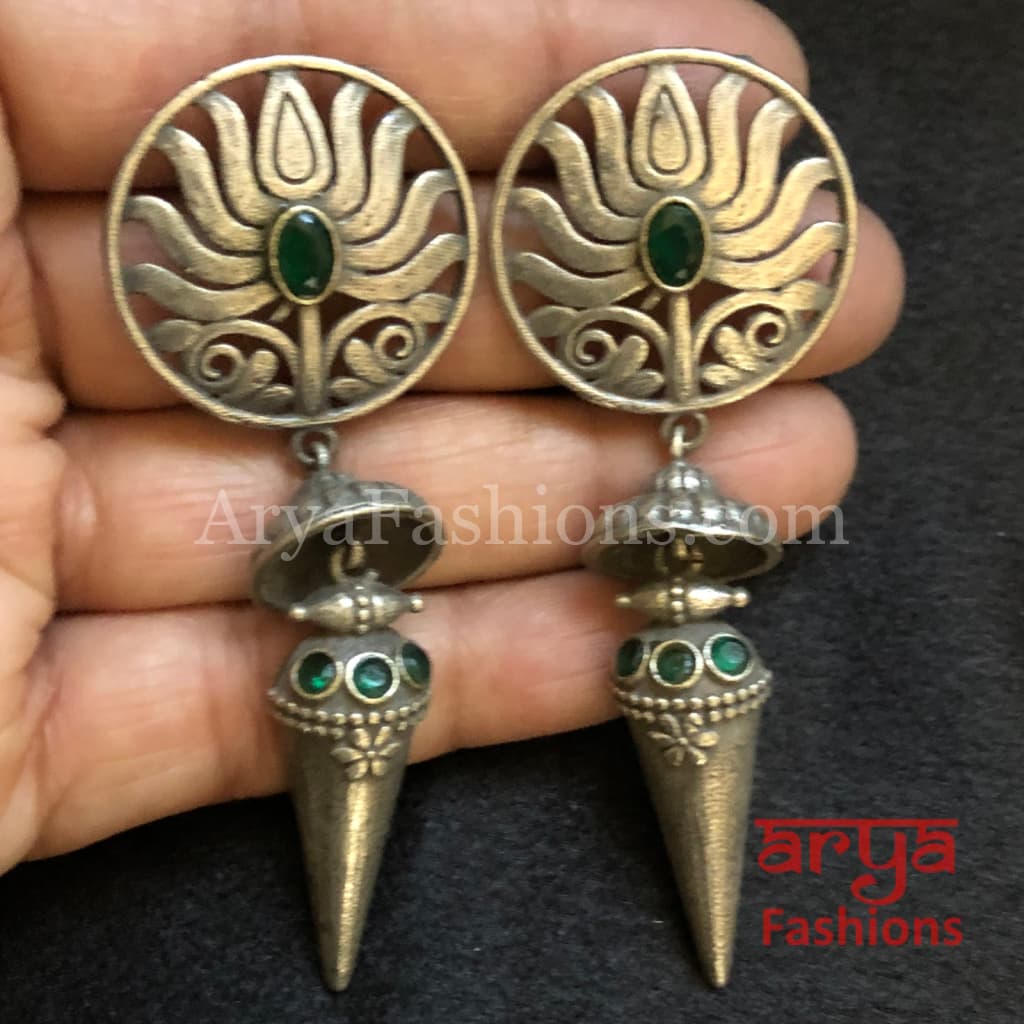 Ethnic Silver Oxidized Indian Trendy Earrings