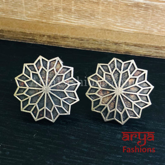 Ethnic Silver Oxidized Indian Trendy Stud Earrings