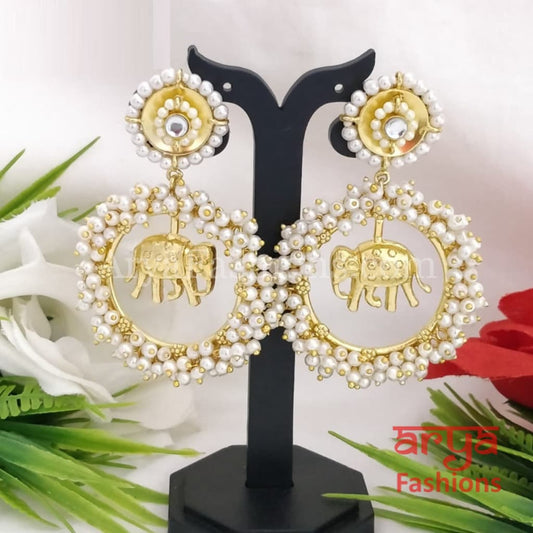 Ganpati Golden Indo-Western Ethnic Earrings with Pearl