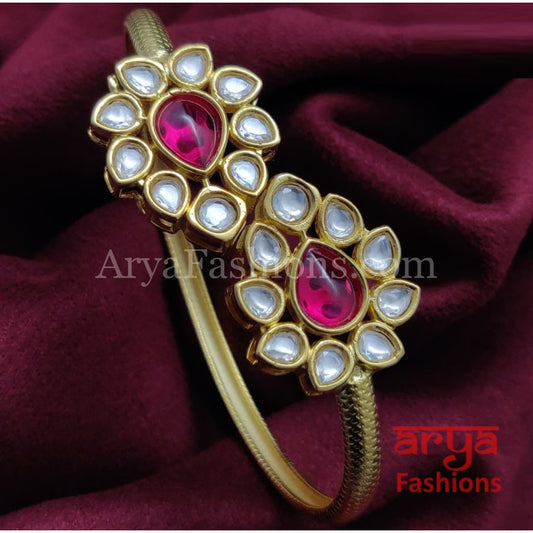 Indian Bollywood Style Gold Plated Kundan Bangle Polki Bracelet Jewelry Set  | eBay