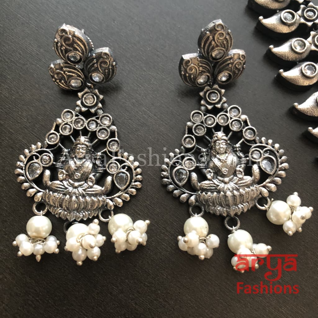 Goddess Laxmi Silver Oxidized Tribal Necklace with beads