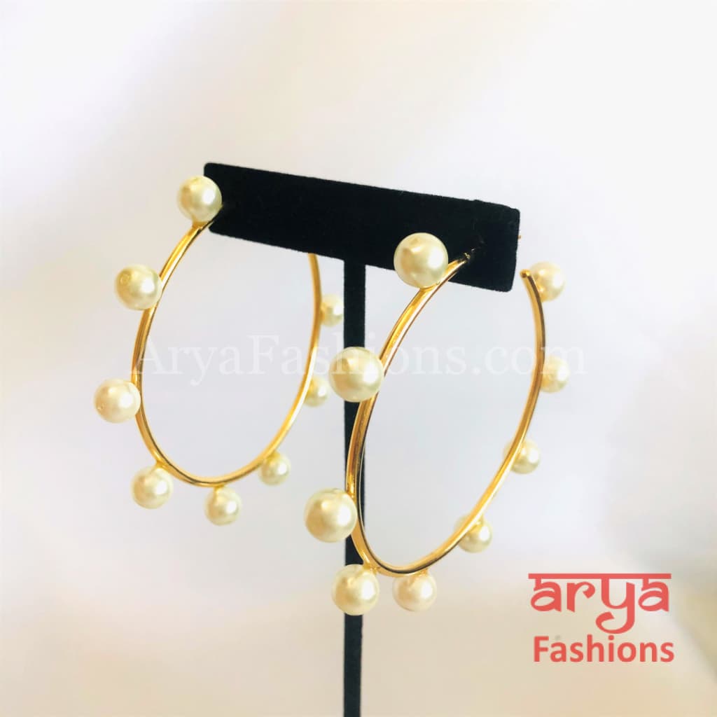 Golden Bali Earrings/ Designer Pearl Earrings