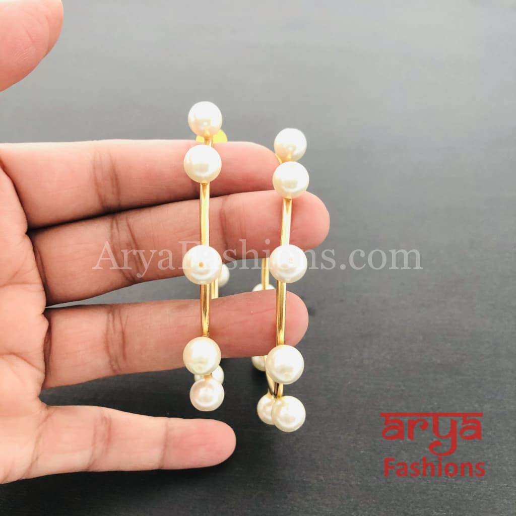 Golden Bali Earrings/ Designer Pearl Earrings