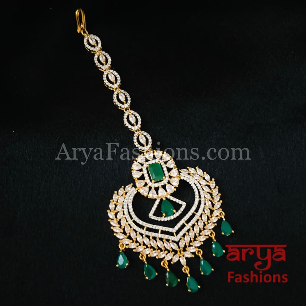 Golden Bridal CZ Mang Tika