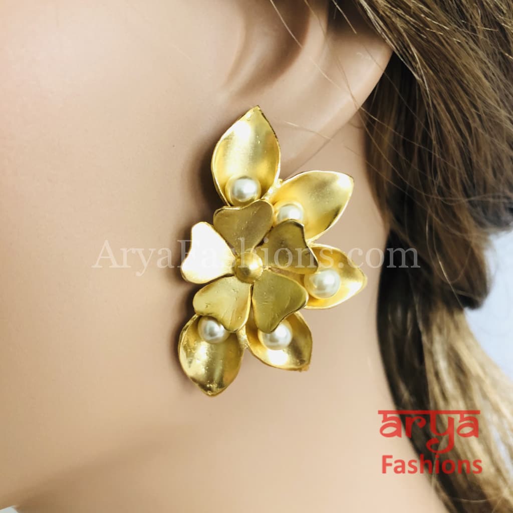 Golden Fusion Kundan Ethnic Earrings