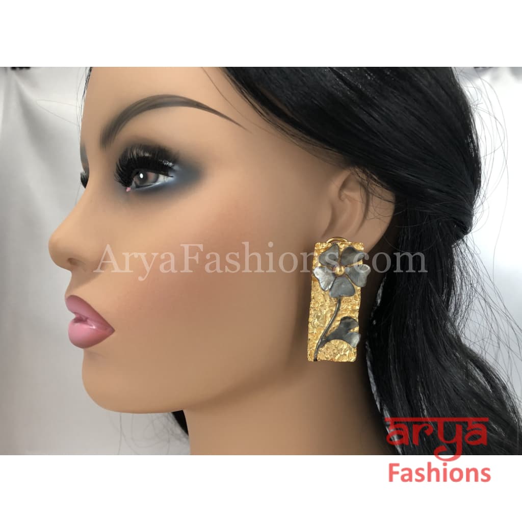 Golden Gray Ethnic Earrings