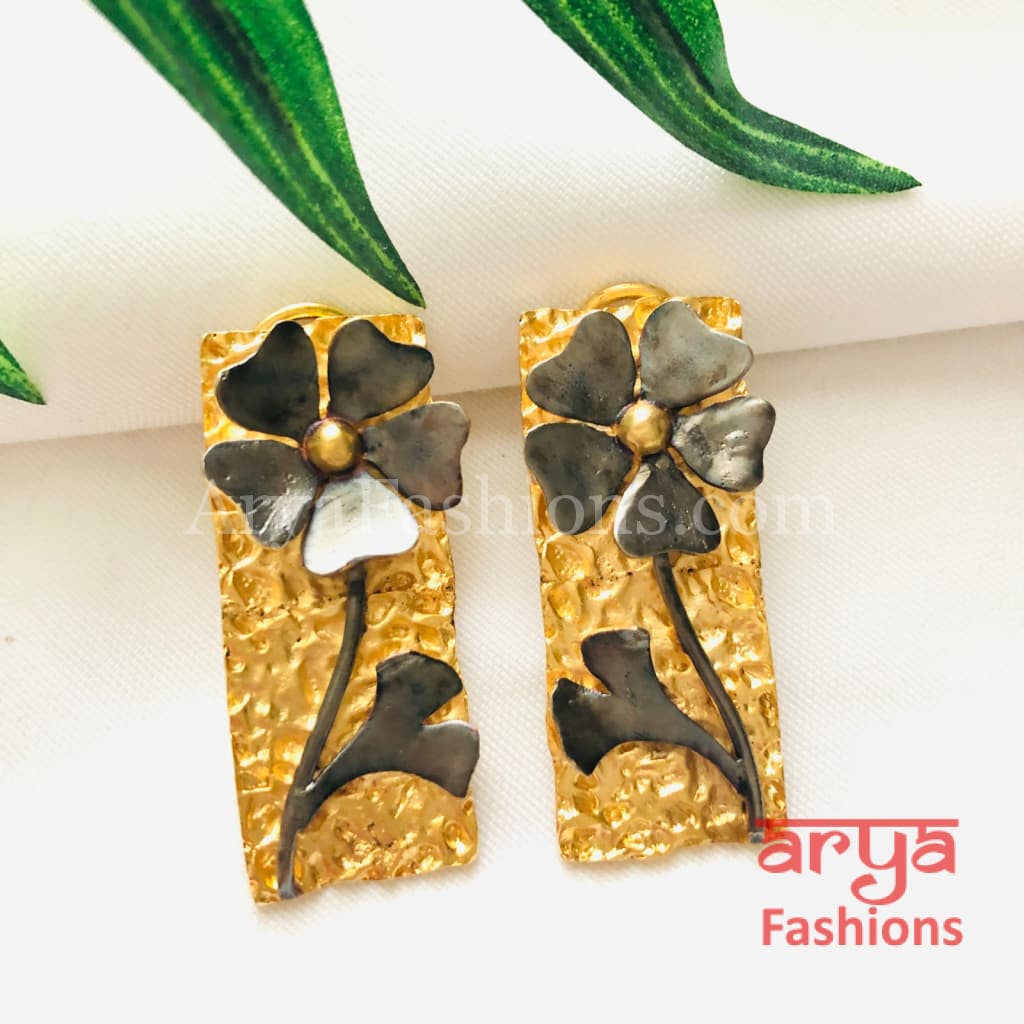 Golden Gray Ethnic Earrings