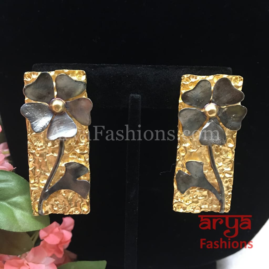 Golden Gray Ethnic Earrings