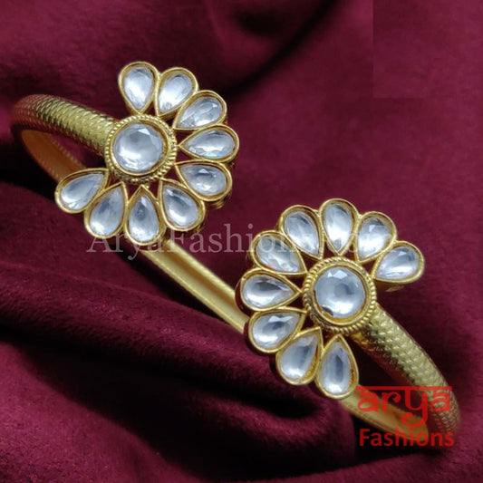 Golden Jadau Bracelet Kundan stones