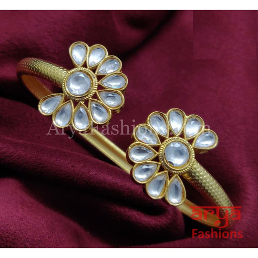 Golden Jadau Bracelet Kundan stones