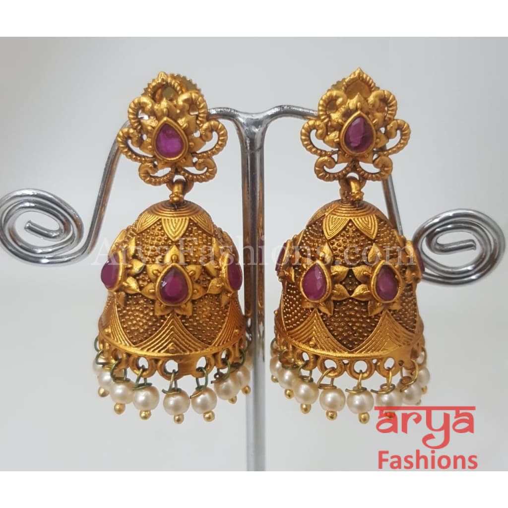 Golden Jhumka Earring with golden beads