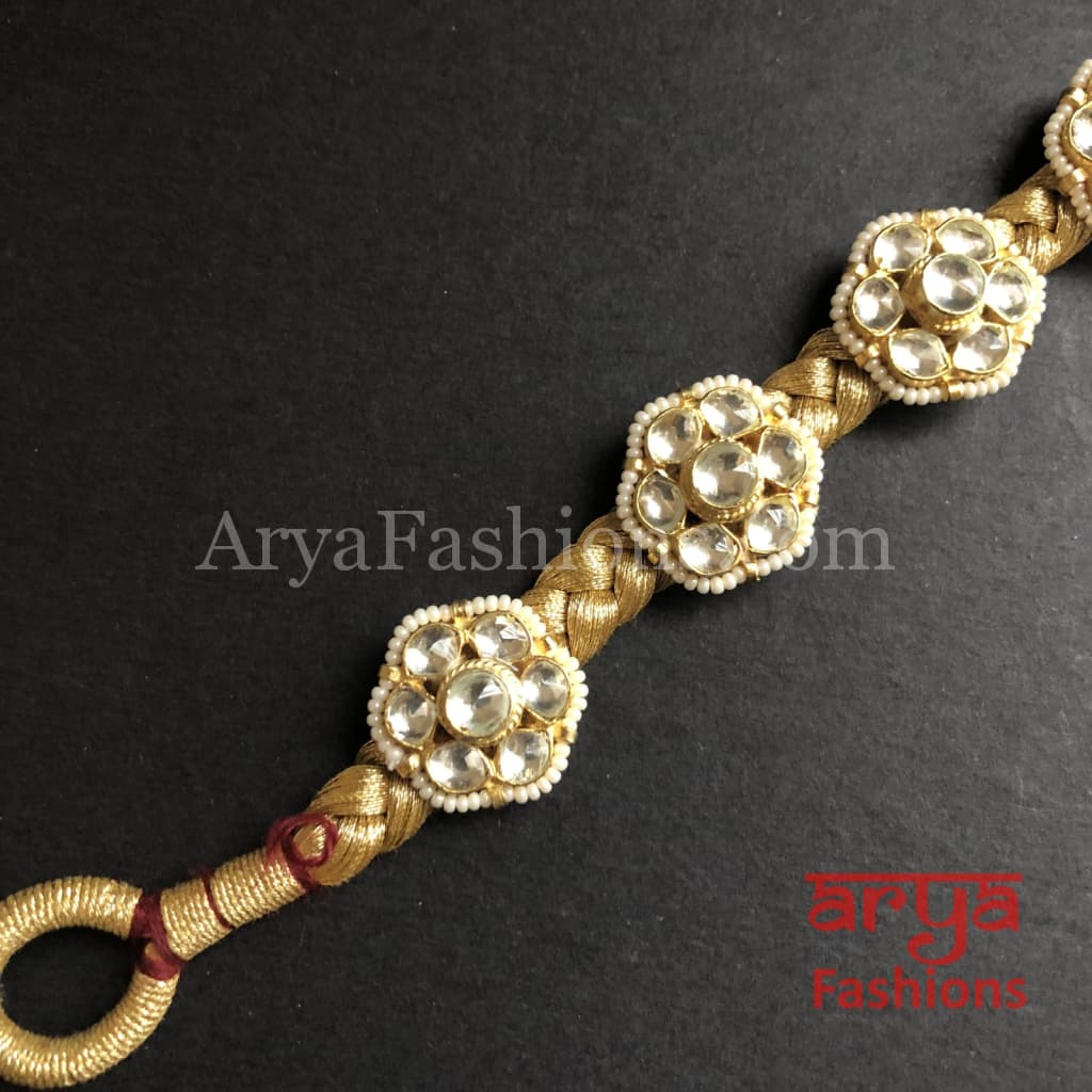 Golden Kundan Bracelet/Bridal Indian Bracelet/Jadau Polki Bracelet Bangle